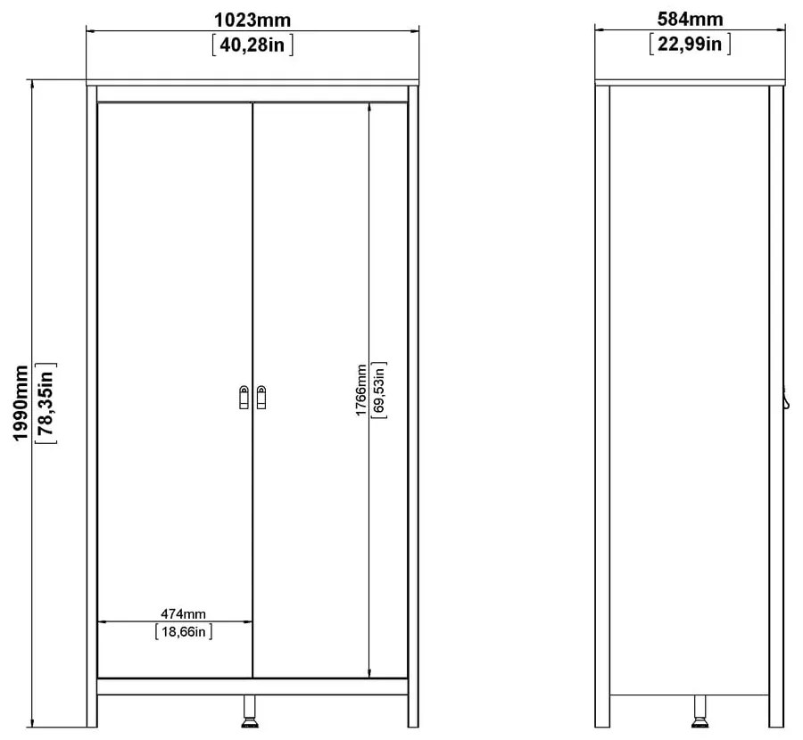 Черен гардероб 102x199 cm Madrid – Tvilum
