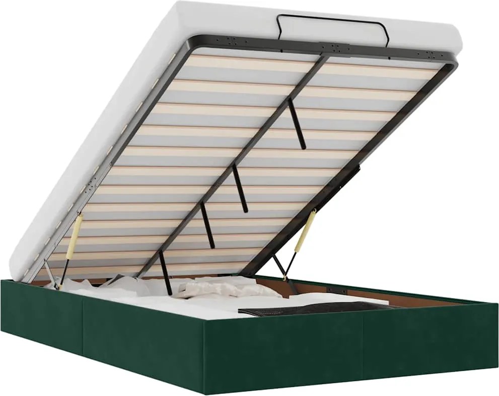 3310952 vidaXL Османска рамка за легло без матрак тъмнозелена 120x190см кадифе