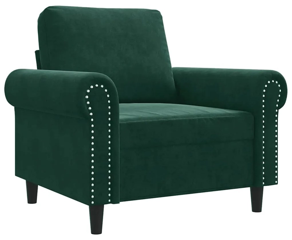 359511 vidaXL Фотьойл, тъмнозелен, 60 см, кадифе