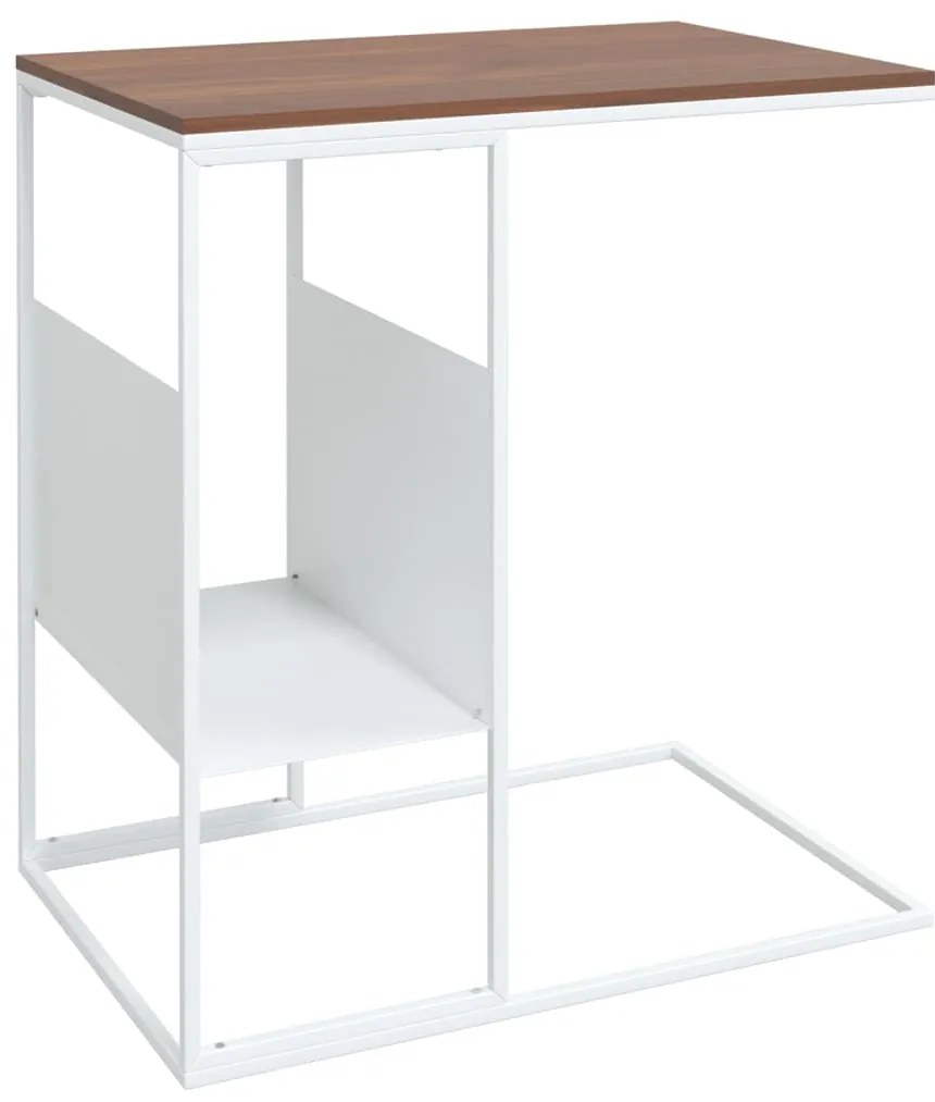 343106 vidaXL Странична маса, бяла, 55x36x59,5 см, инженерно дърво