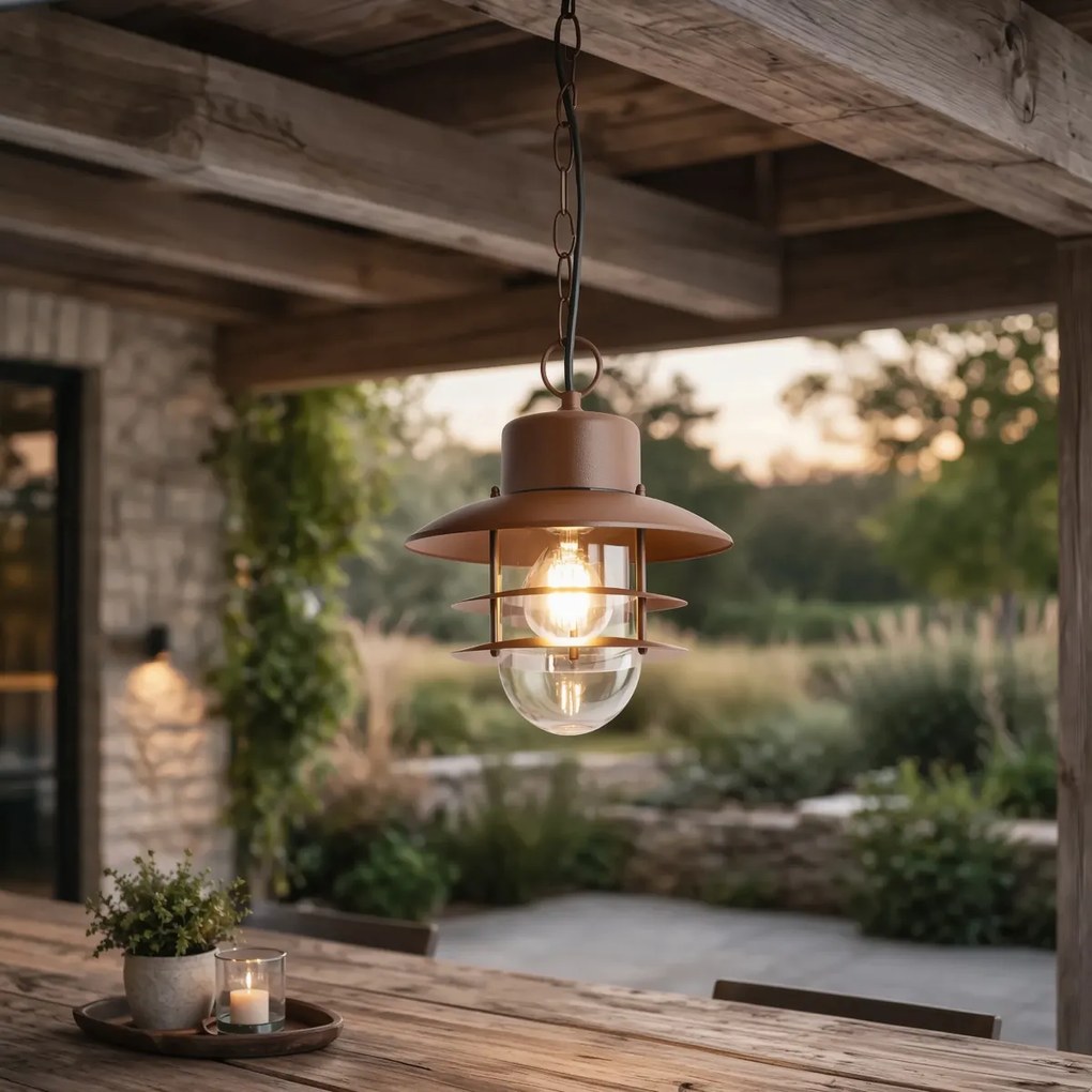 Индустриална висяща лампа ръждиво кафява IP44 - Shell
