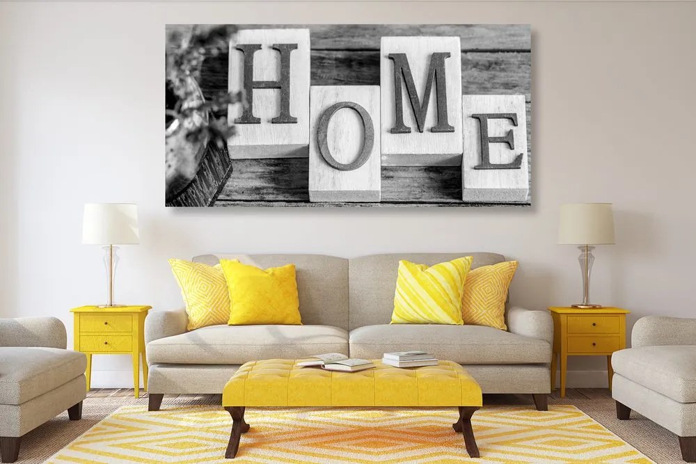 Картина на платно – Буквички Home в черно-бяло