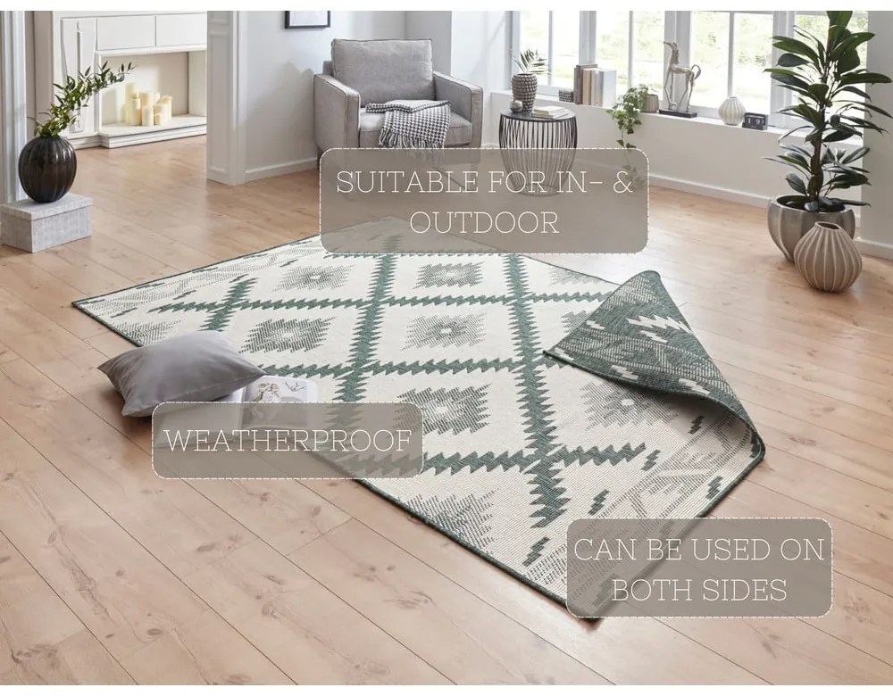Зелен и кремав килим на открито , 230 x 160 cm Malibu - NORTHRUGS