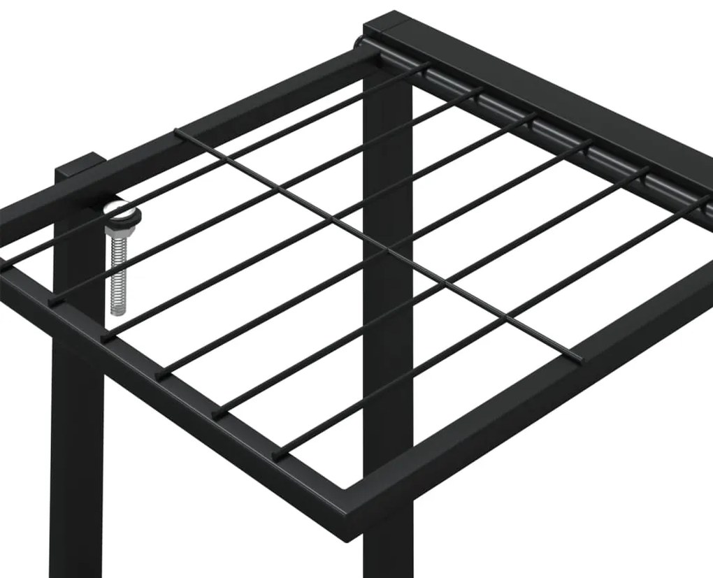 Стойка за цветя на колела 94,5x24,5x91,5 см черна желязо
