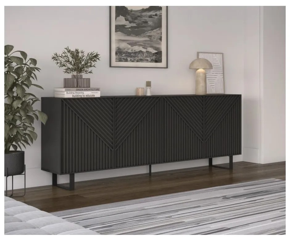 Черен скрин 201x80x40 cm Peta – Marckeric