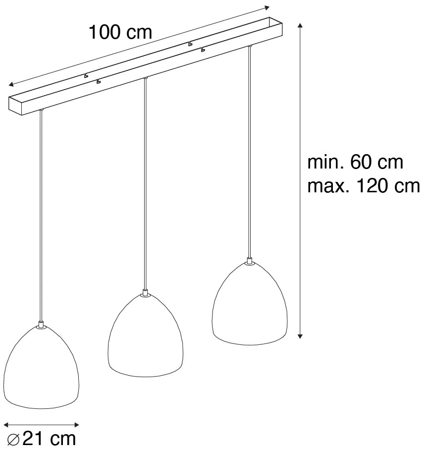 Moderne hanglamp zwart met grijs beton 3-lichts - Eton