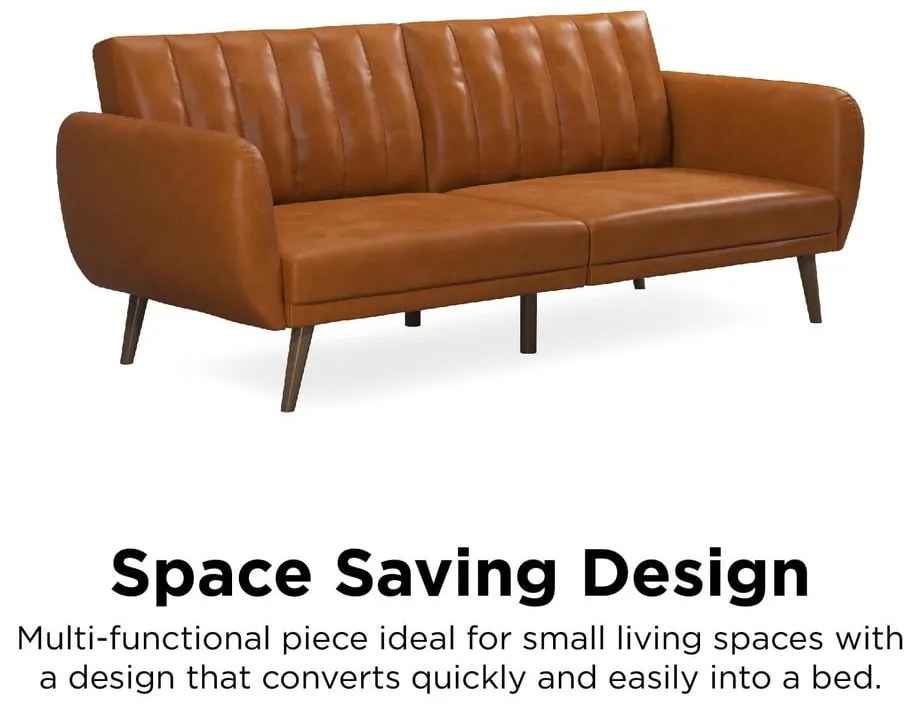 Оранжев разтегателен диван в имитация на кожа 207 cm Brittany - Novogratz