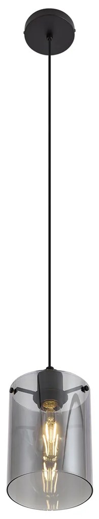 Дизайнерска висяща лампа черна с димно стъкло - Domo