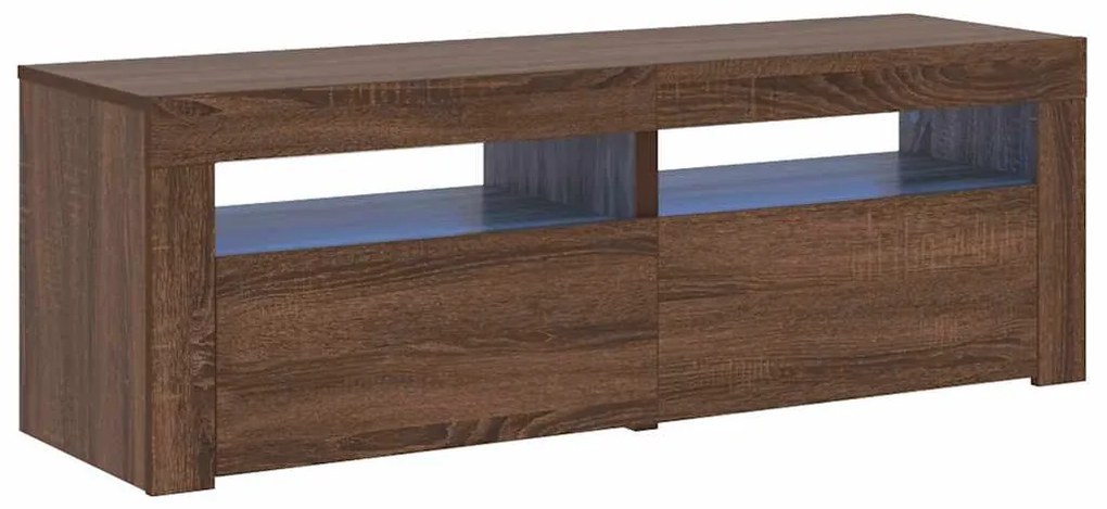 815686 vidaXL ТВ шкаф с LED осветление, кафяв дъб, 120x35x40 см