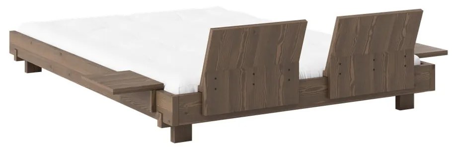 Кафяво двойно легло 140x200 cm от масивен бор с включена подматрачна рамка Social – Karup Design