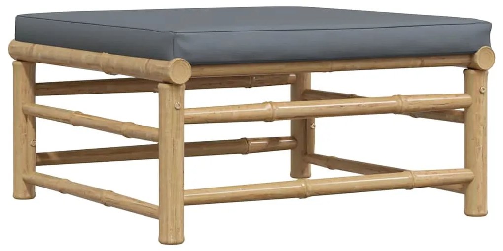 313155 vidaXL Градинска табуретка с тъмносива възглавница, бамбук