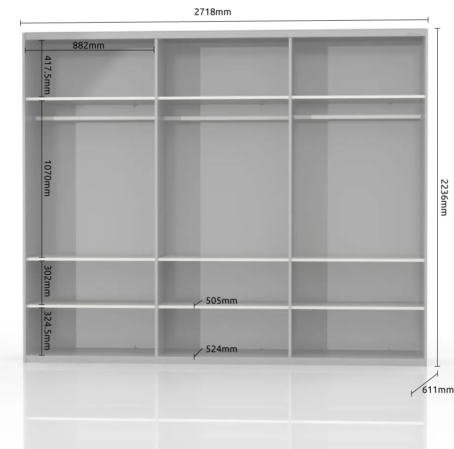 Гардероб с плъзгаща се врата Трикрилен Realm 280-бежов