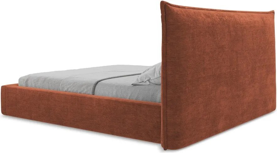 Теракотено двойно легло 180x200 cm тапицирано с място за съхранение с включена подматрачна рамка Esala – Makamii