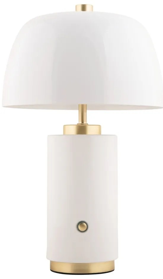 Бяла LED затъмняваща се настолна лампа с метален абажур (височина 30 cm) Freya – Leitmotiv