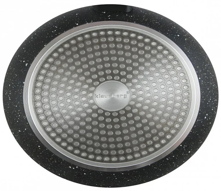 Тиган с капак KLAUSBERG KB 7041, 28Х5.2 см, Мраморно покритие, Индукция, Черен