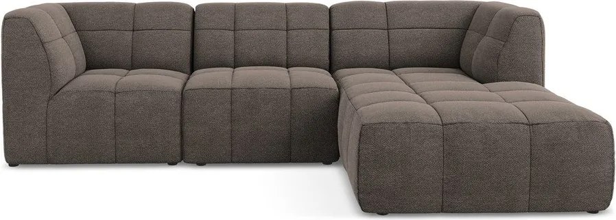 Кафяв ъглов диван от прежда с примки от букле (десен ъгъл) Aloha – Makamii