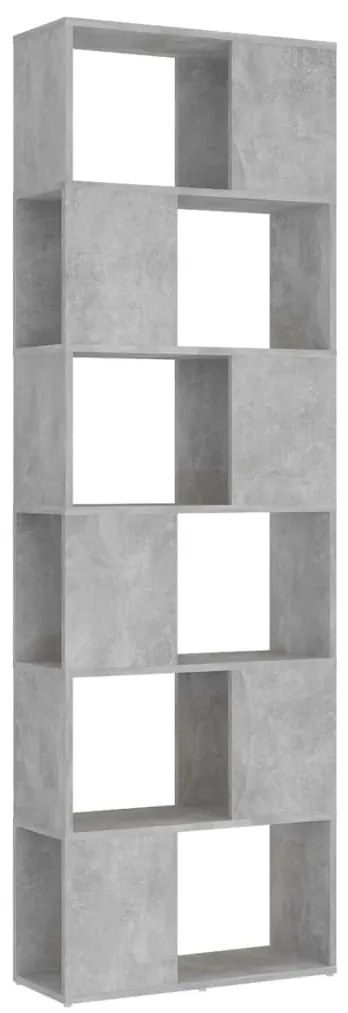 809102 vidaXL Библиотека, бетонно сива, 60x24x186 см, инженерно дърво