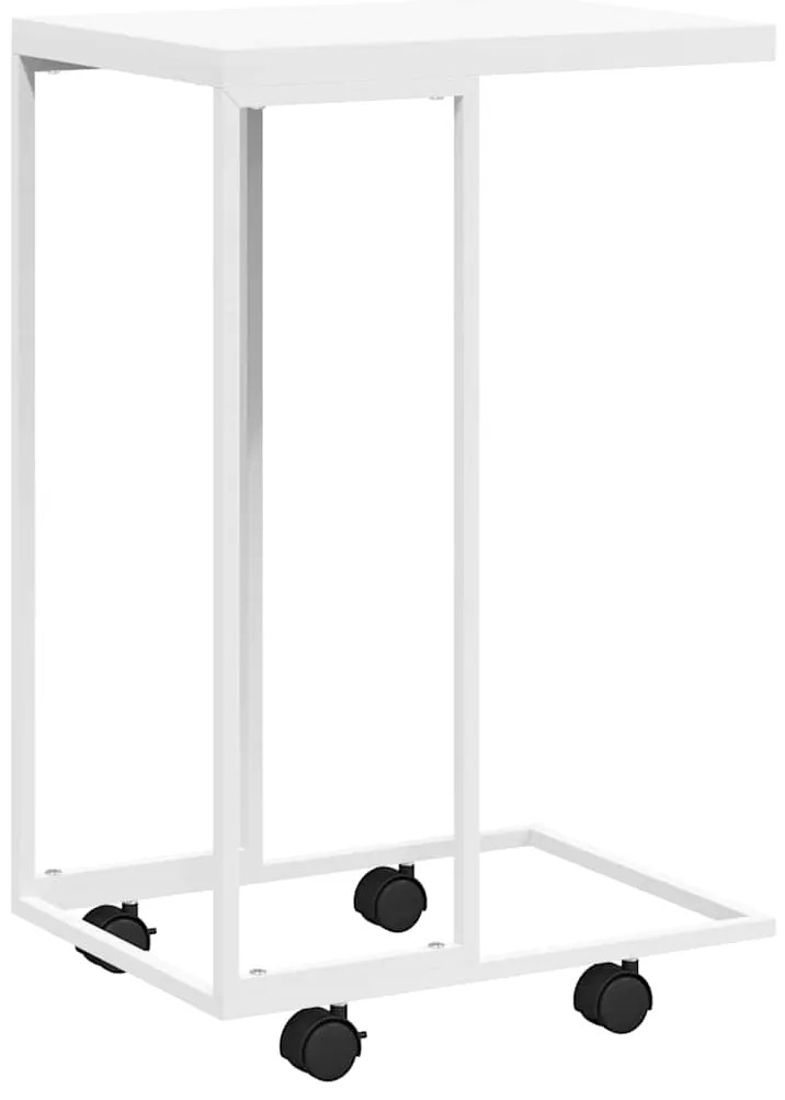 343099 vidaXL Помощна маса с колелца бяла 40x30x63,5 см инженерно дърво