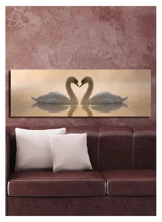 Изображението върху платно Swan Love, 90 x 30 cm - Wallity