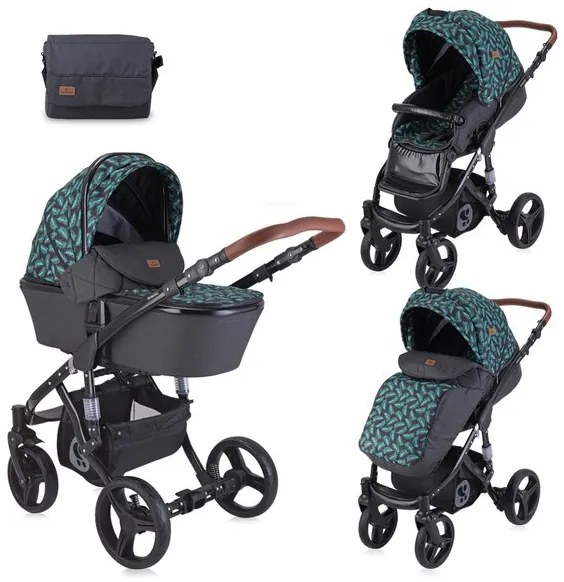 Детска комбинирана количка RIMINI LORELLI - Black LEAVES