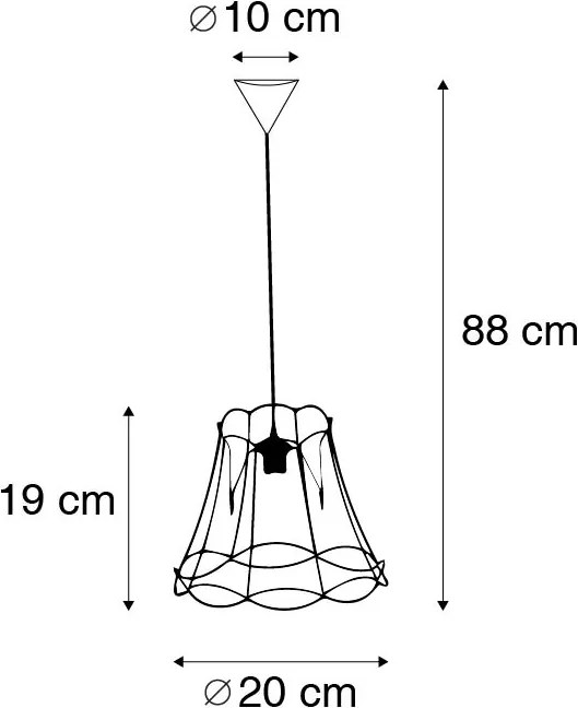 Ретро висяща лампа черна 20 см - Granny Frame