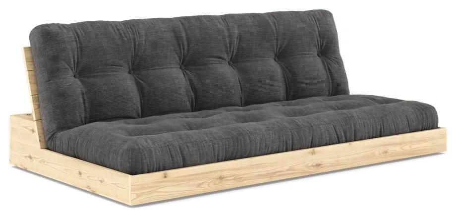 Черен/антрацитен разтегателен диван от велур 196 cm Base – Karup Design