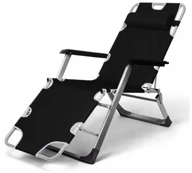 Градински шезлонг със сива рамка и възглавница Сив