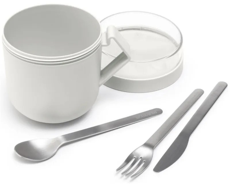 Чаша за супа с капак Brabantia Make&Take 1006295, 600+180 мл, Винтов капак, Без BPA, Сив