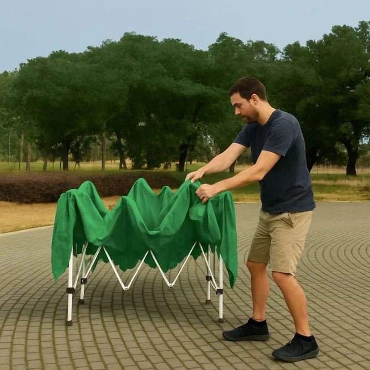 Градински павилион 3х3 м с автоматично разгъващ се покрив Сив