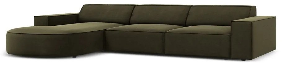 Ъглов диван от зелено кадифе (ляв ъгъл) Jodie - Micadoni Home