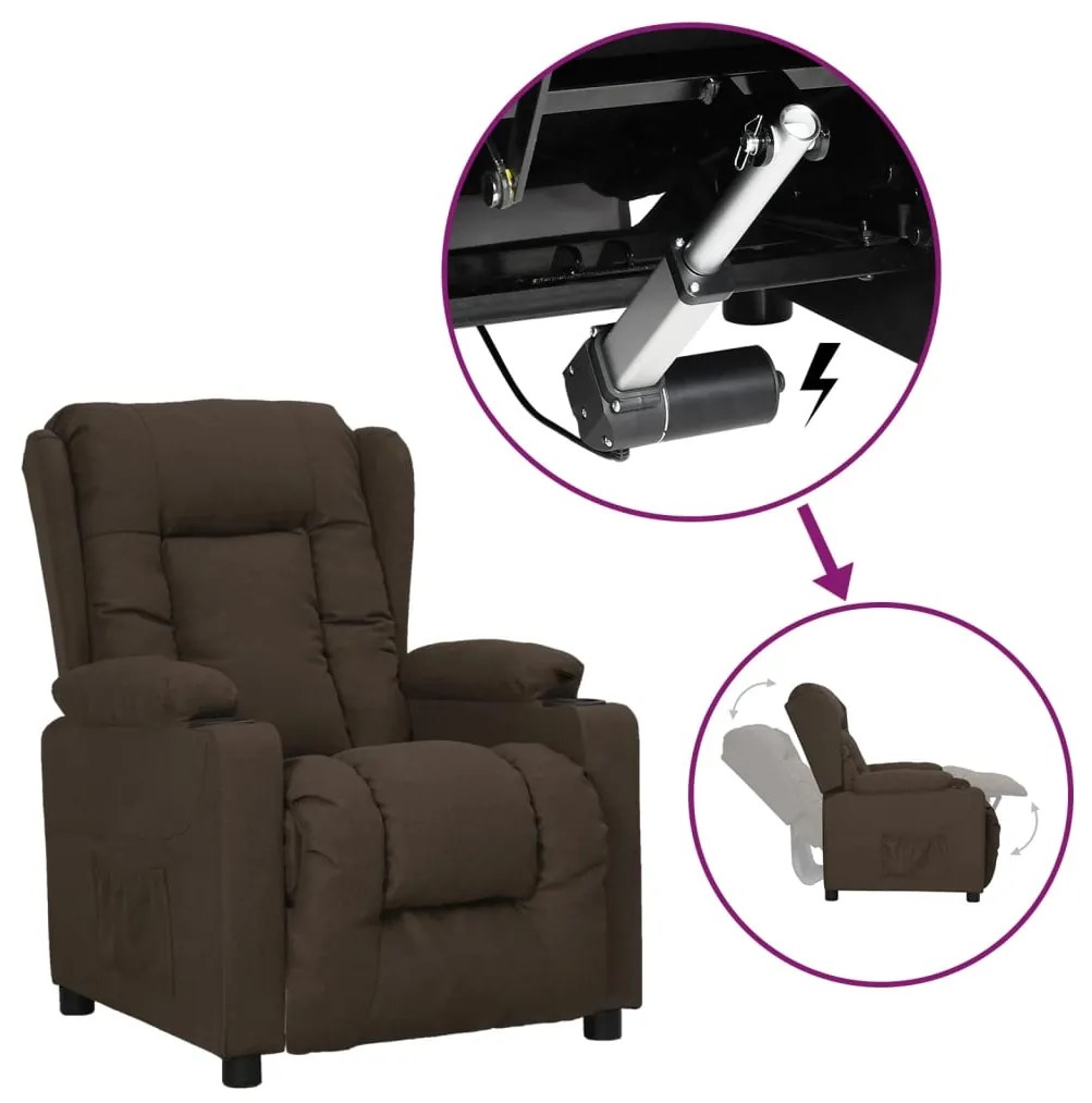 3093428 vidaXL Изправящ стол, тъмнокафяв, текстил