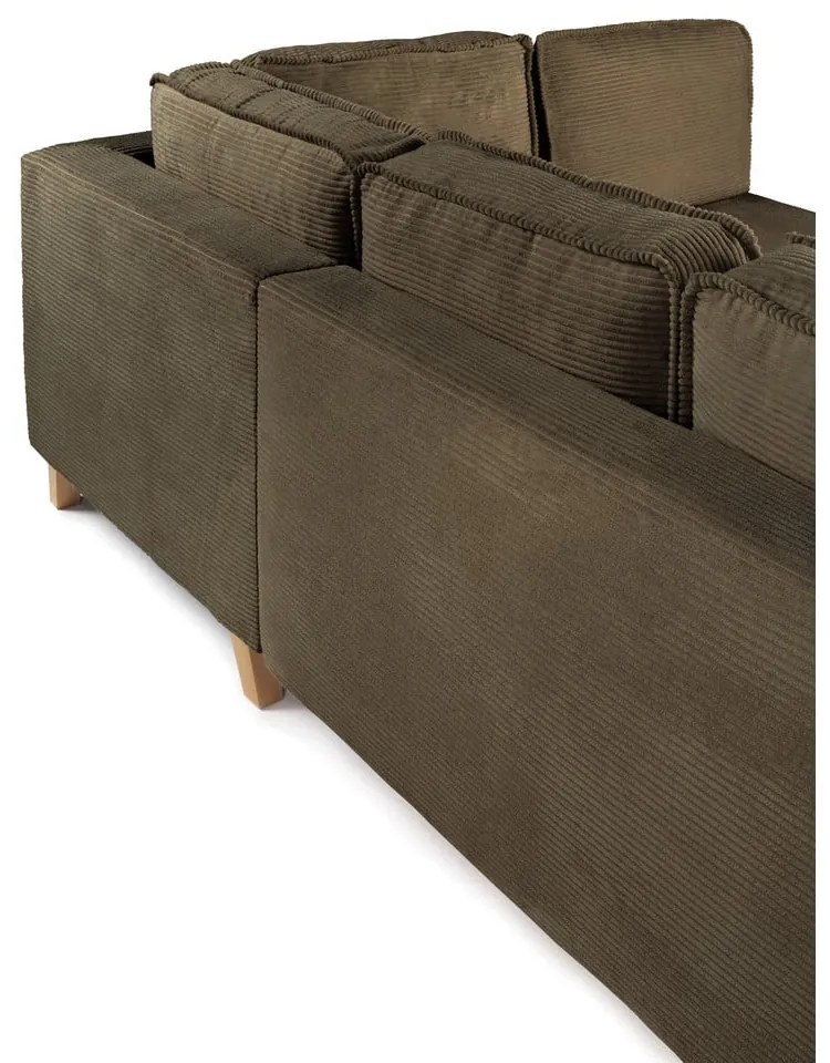 Зелен сгъваем ъглов диван от рипсено кадифе (десен ъгъл) Tori – Bonami Selection