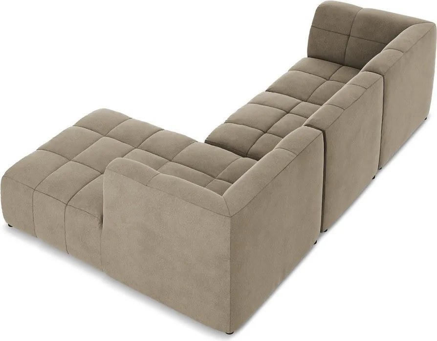 Кафяв кадифен ъглов диван (десен ъгъл) Aloha – Makamii