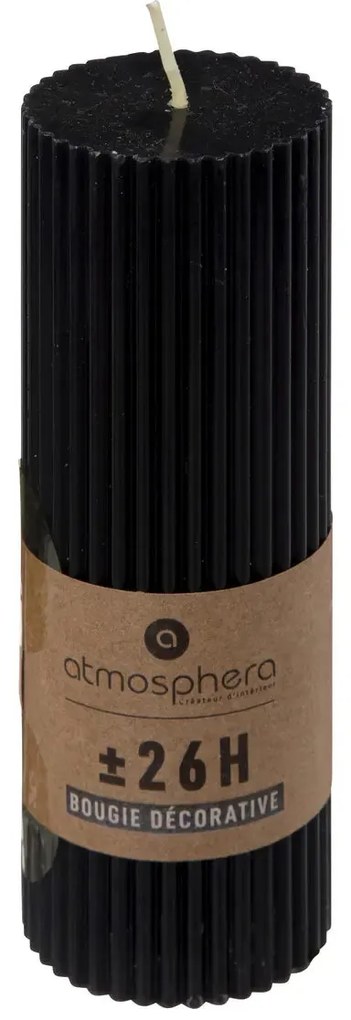 Свещ без аромат atmosphera Demi, Кръгла, 5x14 cm - Черен