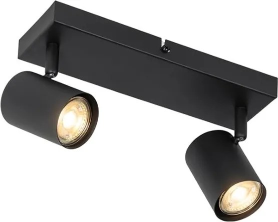 Модерна таванна лампа черна 2-лампи регулируема правоъгълна - Jeana
