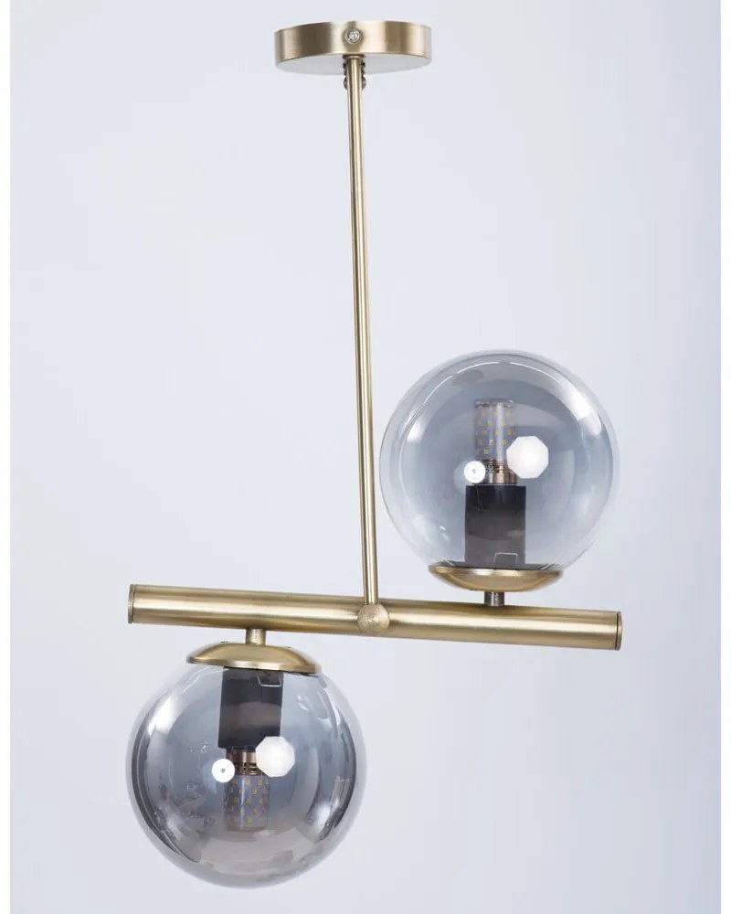 Сиво-златисто осветително тяло за таван със стъклен абажур ø 15 cm Libra – Squid Lighting