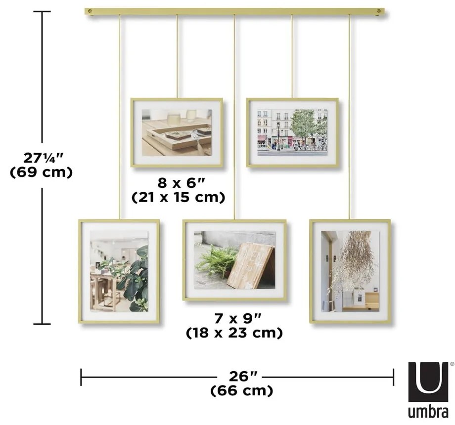 Метални рамки за стена в златист цвят в комплект от 5 бр 70x80 cm Exhibit - Umbra