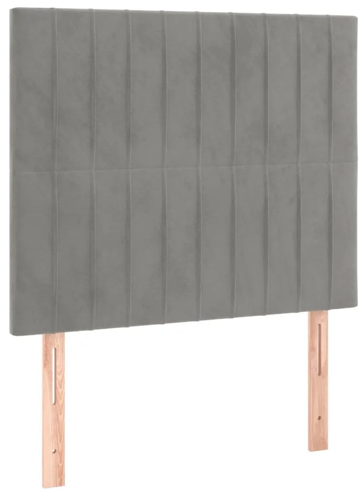 3116606 vidaXL Табла за легло, светло сива, 90x5x118/128 см, кадифе