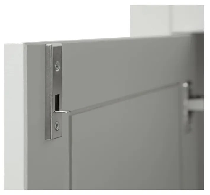 Светлосив висок заключващ се скрин от борова дървесина 93x150 cm Eva - WOOOD