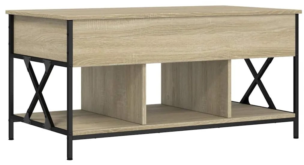 845337 vidaXL Кафе маса, сонома дъб, 100x55x50 см, инженерно дърво и метал