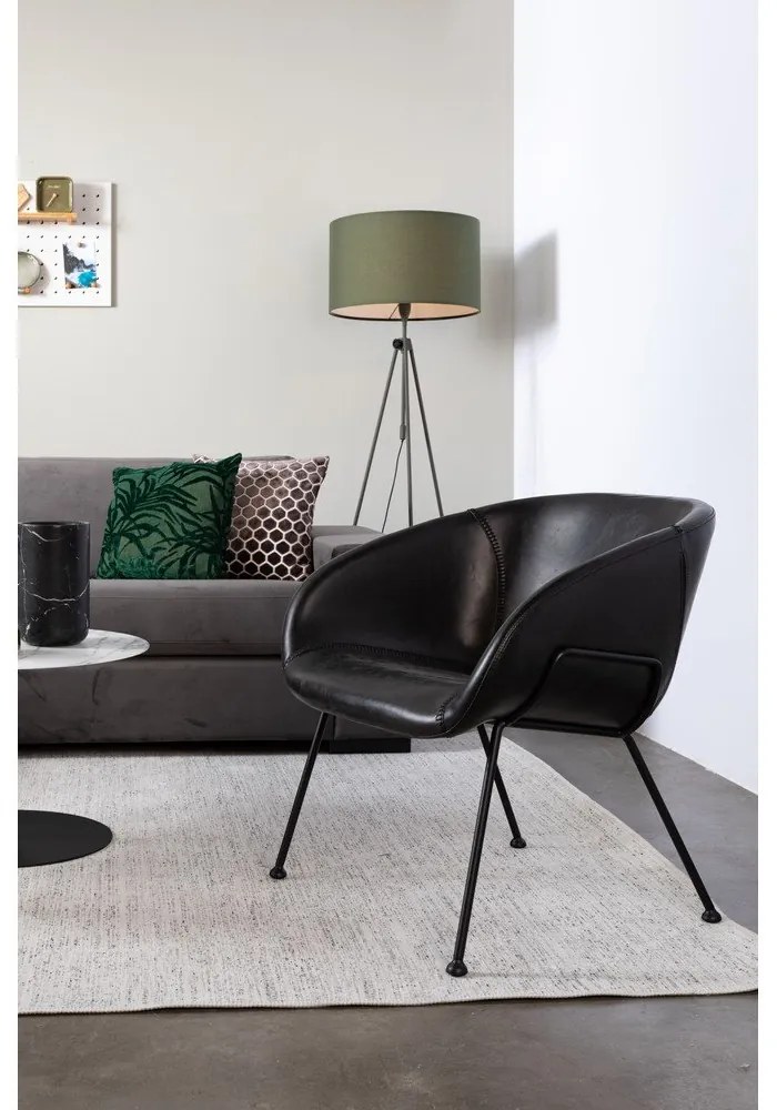 Черно кресло от изкуствена кожа Feston - Zuiver