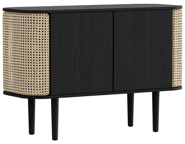 Нисък скрин с дъбов декор в черен и естествен цвят 109x75 cm Treasures - UMAGE