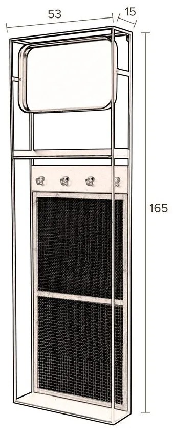 Стенно огледало с рафт и закачалка 53x165 cm Langres - Dutchbone