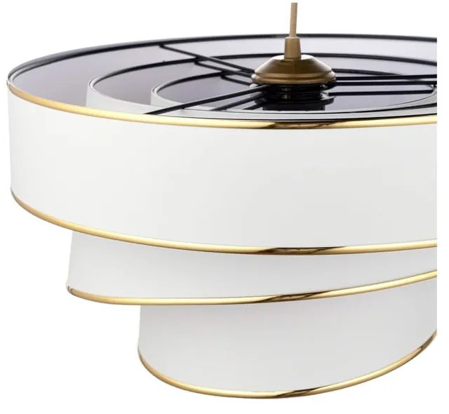 Бяло и златисто висящо осветително тяло с текстилен абажур ø 40 cm Couper – Opviq lights