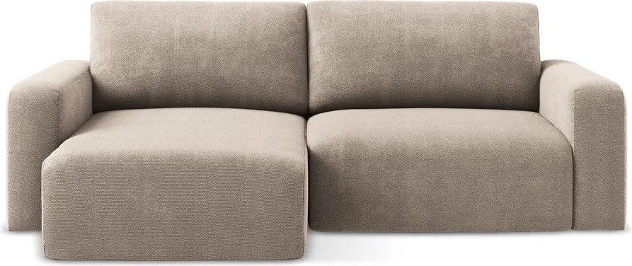 Бежов шенилов сгъваем/с място за съхранение ъглов диван (ляв ъгъл) Kona – Makamii