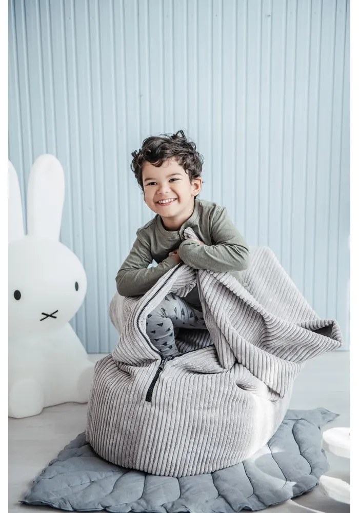 Тъмносив детски пуф от рипсено кадифе Cocoon 120 – SLOWDOWN