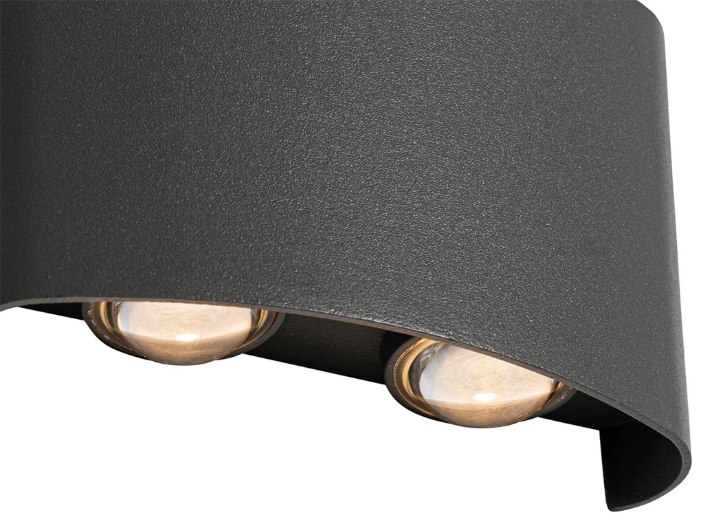 Външна стенна лампа тъмно сива Вкл. LED 4-светлинна IP54 - Silly