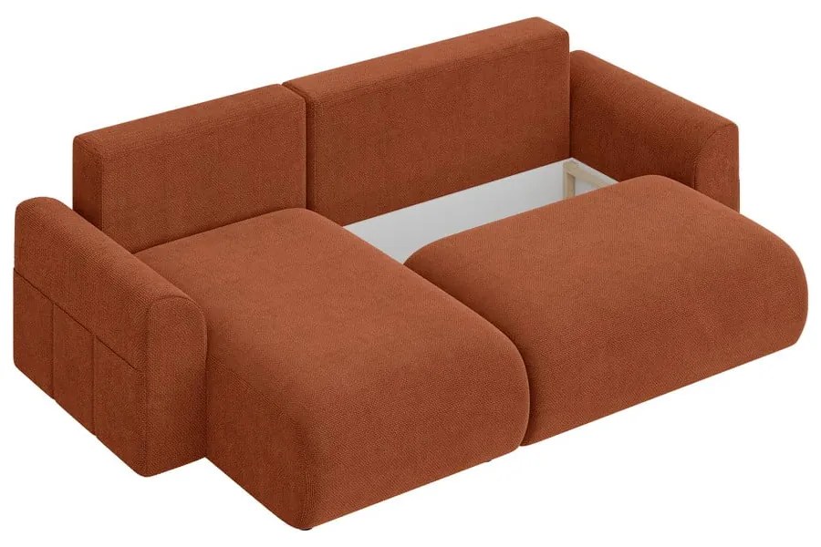 Сгъваем ъглов диван в тухлен цвят (променлив) Lorine – Ropez