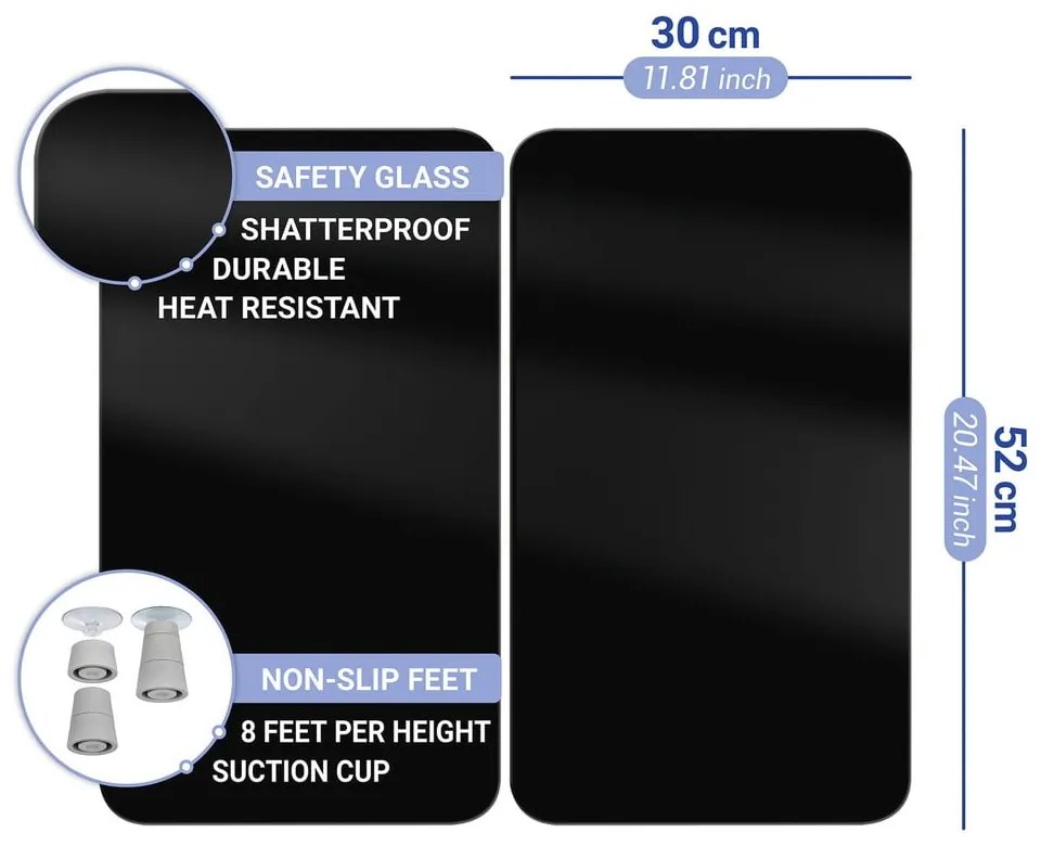 Комплект от 2 стъклени капака за печка Universal black - Wenko