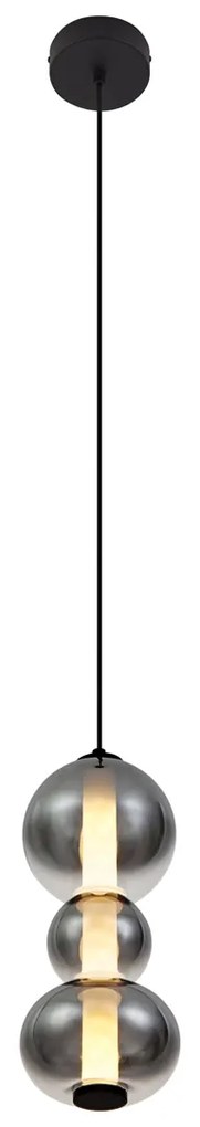 Арт Деко висяща лампа черна с опушено и прозрачно стъкло 3 светлини вкл. LED - Lizzy